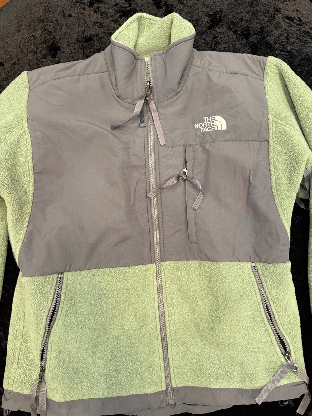 The North Face women’s XS Light Green and Gray Fleece Puffer Jacket